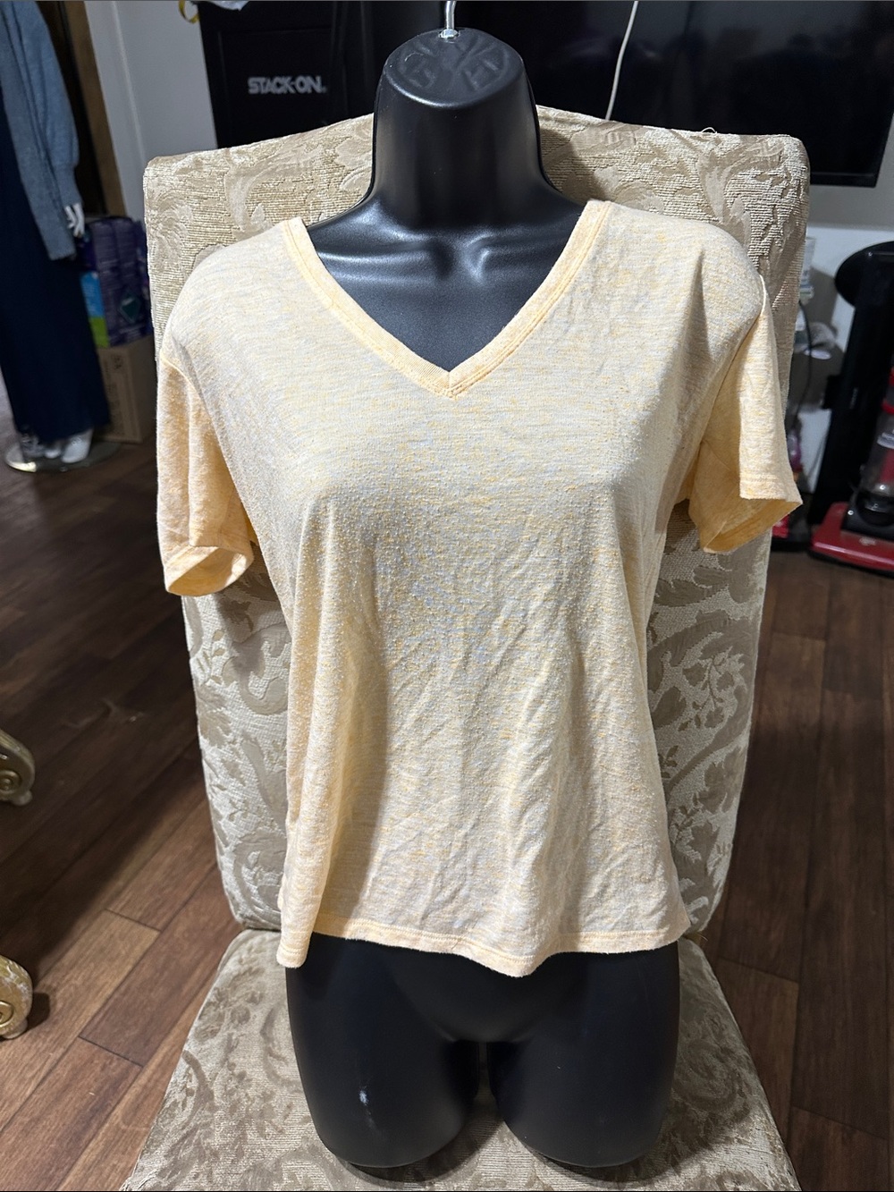 Victoria's Secret Pale Yellow V-Neck Short Sleeve Tee